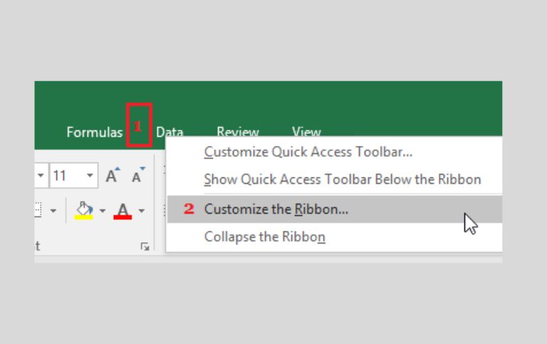 Customize the Ribbon in excel