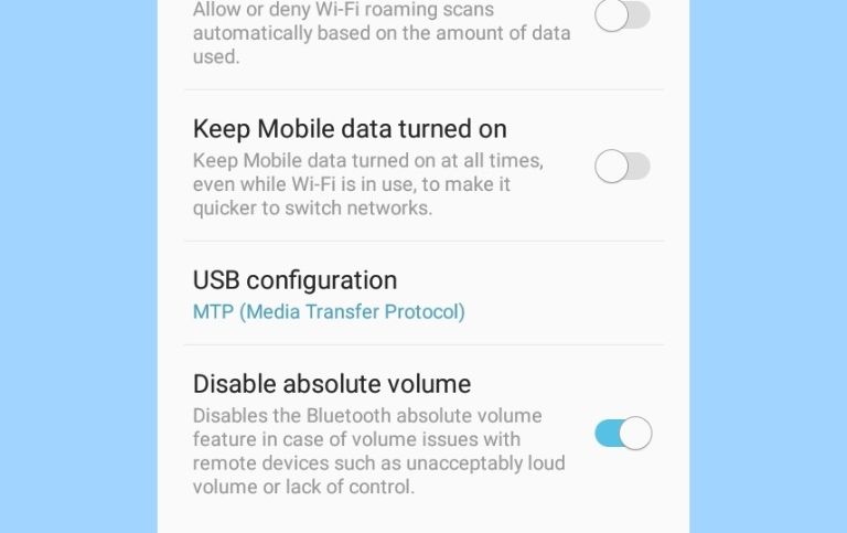 How to disable absolute volume on android